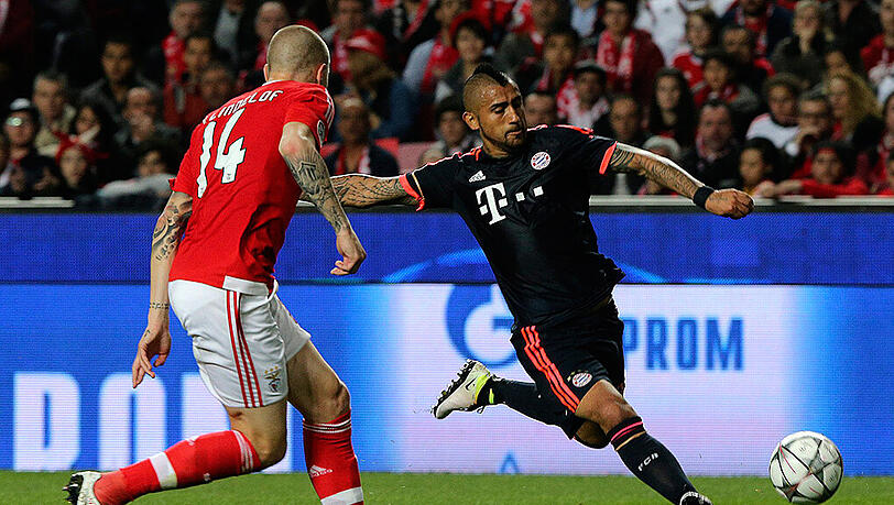 Hinein mit Schwung: Arturo Vidal beim so wichtigen Ausgleichstreffer zum 1:1 gegen Benfica nach 38 Minuten. Hinein mit Schwung: Arturo Vidal beim so wichtigen Ausgleichstreffer zum 1:1 gegen Benfica nach 38 Minuten.