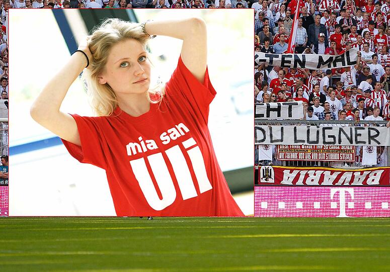 So schön kann ein Bekenntnis sein: Rebecca im knallroten Uli-Unterstützer-Shirt.