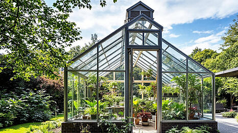 Trendig in München: das private Gewächshaus im eigenen Garten (KI-generiert).