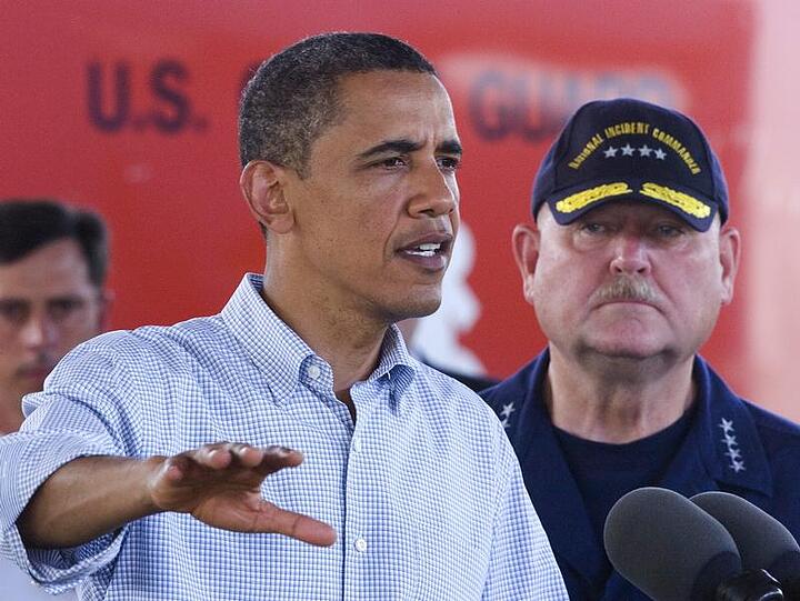 US-Präsident Barack Obama und Admiral Thad Allen von der US-Küstenwache im Krisengebiet.