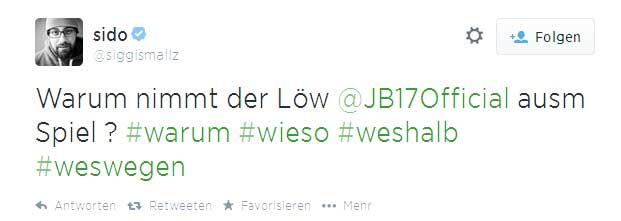 Sido ist mit der Auswechslung von Jerome Boateng nicht einverstanden.