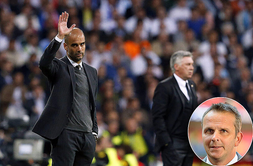 Im Interview spricht Diemtar Hamann über die Zukunft von Bayern-Trainer Pep Guardiola (l.) und eine mögliche Nachfolge von Carlo Ancelotti.