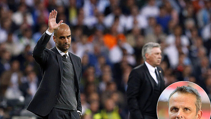 Im Interview spricht Diemtar Hamann über die Zukunft von Bayern-Trainer Pep Guardiola (l.) und eine mögliche Nachfolge von Carlo Ancelotti. Im Interview spricht Diemtar Hamann über die Zukunft von Bayern-Trainer Pep Guardiola (l.) und eine mögliche Nachfolge von Carlo Ancelotti.