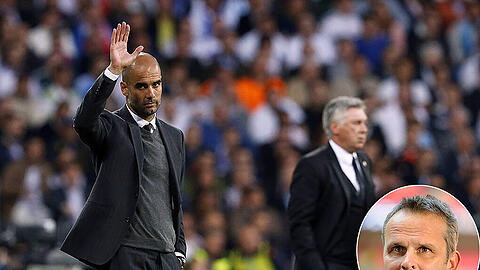 Im Interview spricht Diemtar Hamann über die Zukunft von Bayern-Trainer Pep Guardiola (l.) und eine mögliche Nachfolge von Carlo Ancelotti.