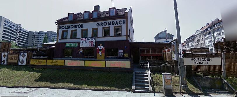 Der Holzkontor Grombach an der Ecke Rosenheimer und Orleansstraße. Hier steht mittlerweile ein Motel One und sehr teure Neubauwohnungen.