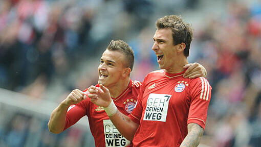 Xherdan Shaqiri und Mario Mandzukic jubeln über ein Tor gegen Mainz. Bei einem vollen Erfolg über Hoffenheim würden die Bayern einen neuen Startrekord aufstellen. Xherdan Shaqiri und Mario Mandzukic jubeln über ein Tor gegen Mainz. Bei einem vollen Erfolg über Hoffenheim würden die Bayern einen neuen Startrekord aufstellen.