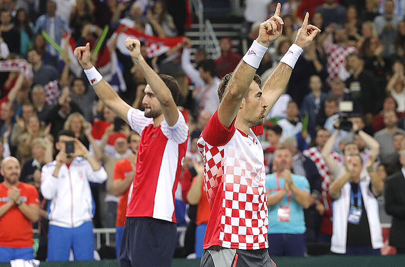 Kroatischer Jubel bei Marin Cilic (links) und Ivan Dodig.