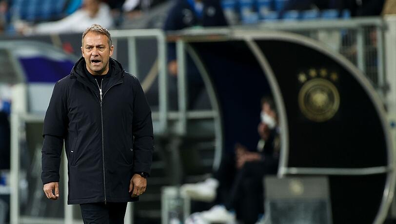 Bundestrainer Hansi Flick coacht seine Elf während der Partie gegen Israel.