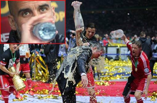 Lieber Wasser als Bier(dusche): Pep Guardiola will nicht, dass es ihm ergeht wie seinem Vorgänger Jupp Heynckes.
