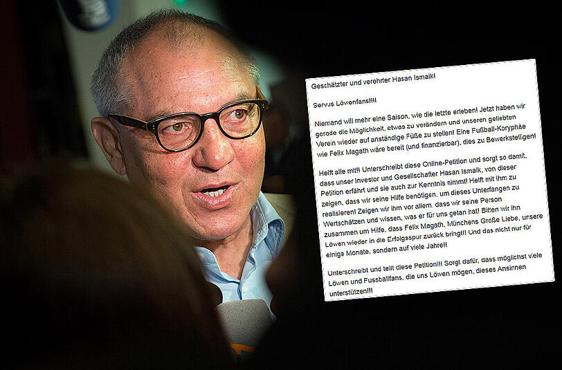 Pro-Magath-Petition an Investor Hasan Ismaik: Ein Löwen-Fan versucht, dem Gesellschafter die Meinung vieler 1860-Anhänger näher zu bringen.