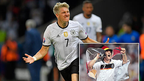&bdquo;Unglaublich!&ldquo;, sagt Bastian Schweinsteiger nach seinem Treffer zum 2:0-Endstand. Es war sein erster Treffer für Deutschland seit 2011, seit 1679 Tagen.