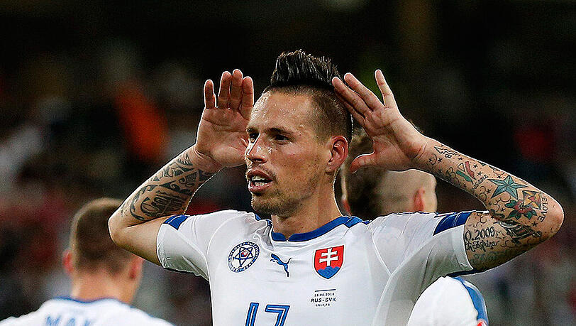 Hat maßgeblich zum Achtelfinal-Einzug der Slowaken beigetragen: Mittelfeldspieler Marek Hamsik. Hat maßgeblich zum Achtelfinal-Einzug der Slowaken beigetragen: Mittelfeldspieler Marek Hamsik.