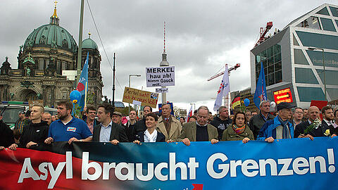 Teilnehmer der AfD-Demonstration am 07.11.2015 in Berlin.