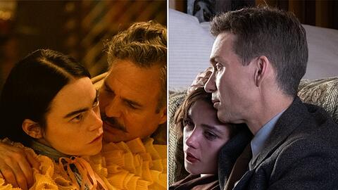 Komplizierte Beziehungen gibt es sowohl in "Poor Things" (l.) als auch in "Oppenheimer" zu sehen.