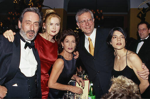 Am "Constantin"-Tisch war immer was los: Regisseur Helmut Dietl, die Schauspielerinnen Veronica Ferres und Hannelore Elsner, Talker Harald Schmidt und Leinwand-Schöne Jasmin Tabatabei (v.l.)