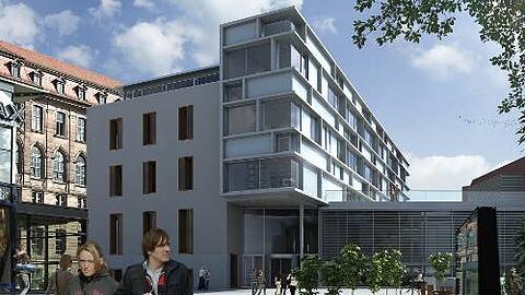 Änderungen sind nur noch in Details möglich, etwa wie tief die Fenster Zwischenbaus in die Fassade eingerückt sind.