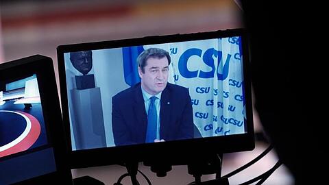 Markus Söder (CSU) ist zugeschaltet beim digitalen Bundesparteitag der CDU.