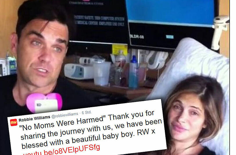 Robbie Williams: Das Baby ist da und es ist ein Junge! Das twitterte der Sänger aus der Klinik.