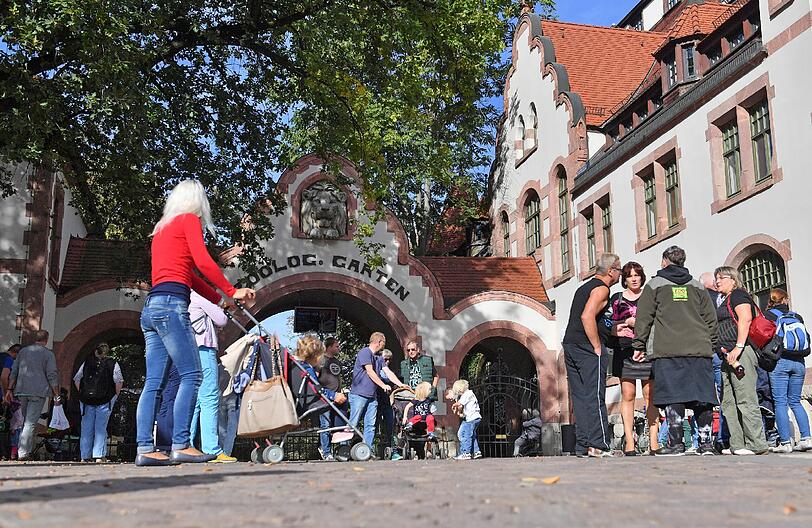 Aufregung vor dem Zoo-Gelände: Besucher müssen wegen den beiden freilaufenden Löwen draußen bleiben.