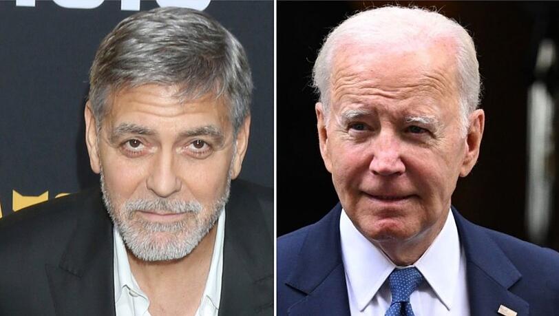 George Clooney (li.) fordert den Rückzug von Joe Biden.