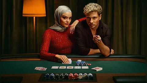 Vincent (Jannik Schümann) führt Ayla (Via Jikeli) in "High Stakes" in die Welt des Poker ein.