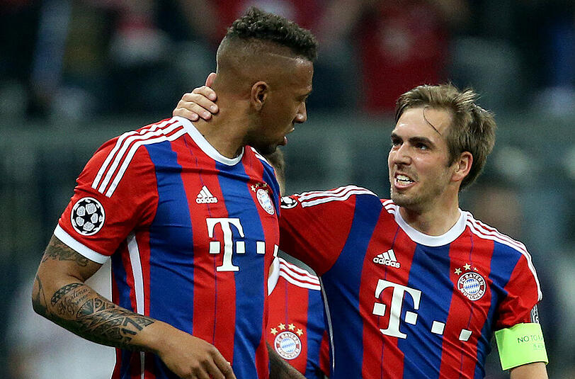 Abwehrstrategen unter sich: Die Bayern-Stars Jerome Boateng und Philipp Lahm (rechts).