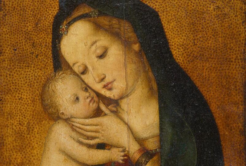 Anrührend zärtlich: Hans Holbein d. Ä. hat die "Maria das Kind liebkosend" um 1496/99 geschaffen.