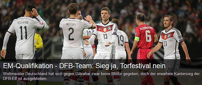 Die Pressestimmen zum Spiel der DFB-Elf gegen Gibraltar - hier: Eurosport.de