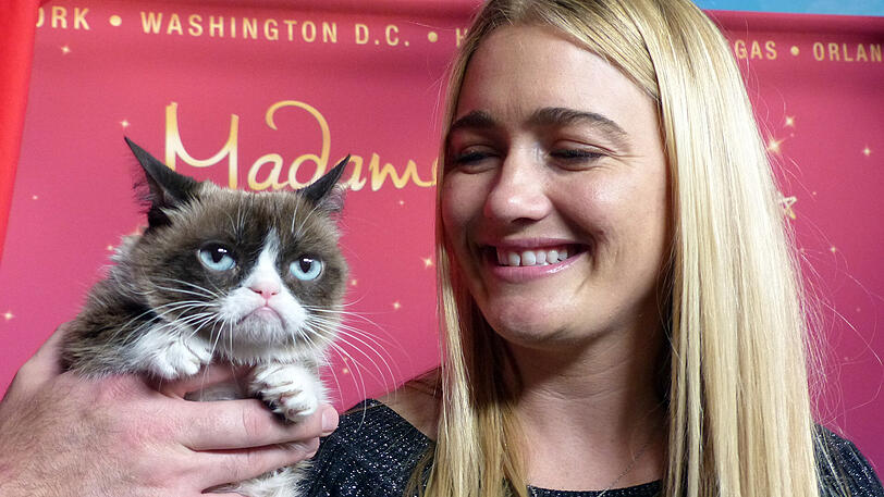 Tabatha Bundesen mit ihrer Katze "Grumpy Cat".