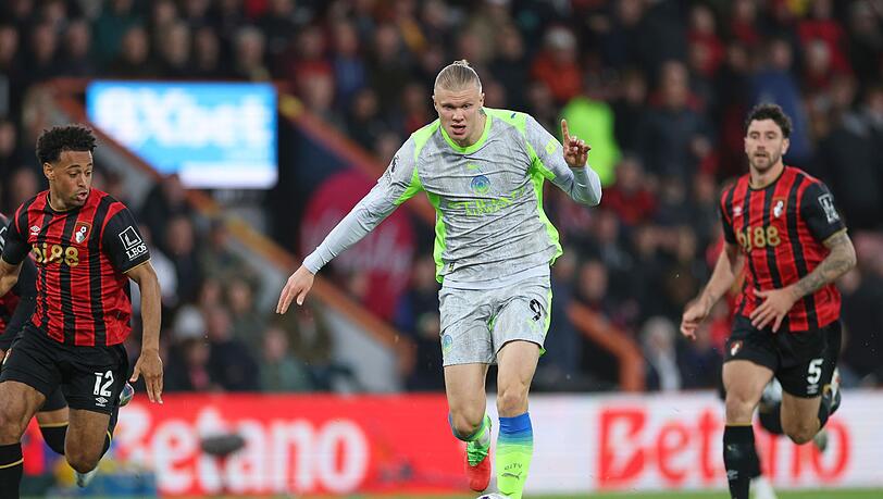 Man-City-St&uuml;rmer Erling Haaland blieb beim AFC Bournemouth gl&uuml;cklos.