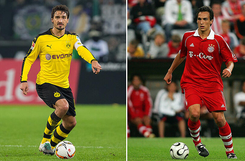 Links: Mats Hummels als Kapitän von Borussia Dortmund. Rechts: im Dress des FC Bayern im Jahr 2006.