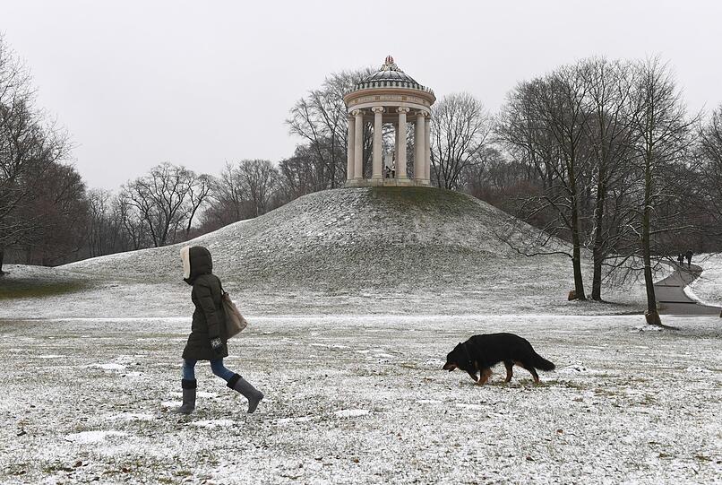 Der Englische Garten, scho schee so ein Park im Winter.