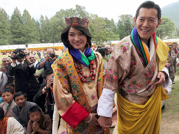 Farbenfrohe Hochzeit in Bhutan: Die Bilder