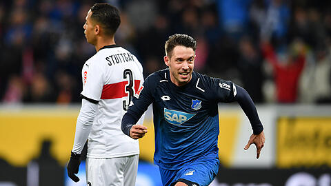 Hoffenheims Mark Uth jubelt über sein Tor zum spielentscheidenden 1:0.