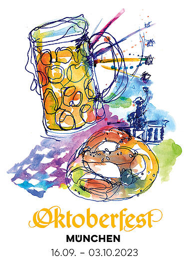 Wie sieht das Oktoberfest-Plakat 2023 aus? 45 Motive stehen zur Auswahl.