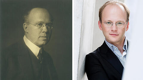Links: Der Komponist Walter Braunfels. Rechts: Der Dirigent Hansjörg Albrecht.