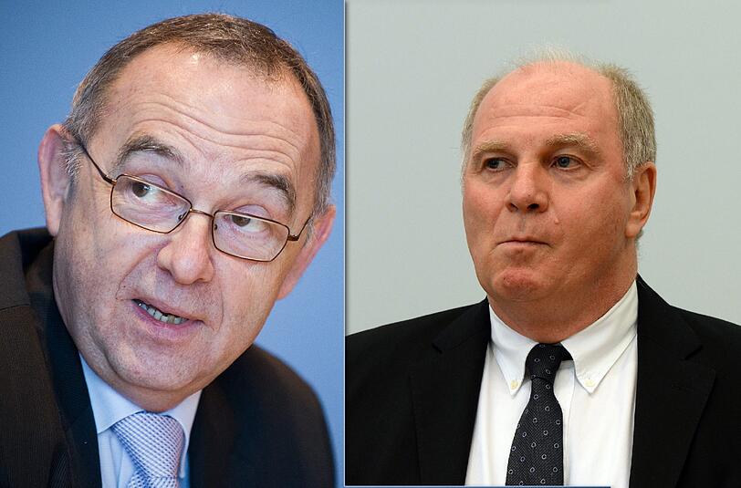 Den Finanzminister von Nordrein-Westfalen, Walter Borjans (l), machen die hohen Steuerschulden von Uli Hoeneß (r) "fassungslos".