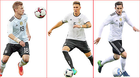 Bald-)Bayern-Trio für den Confed-Cup (v.l.): Joshua Kimmich, Niklas Süle und Sebastian Rudy.