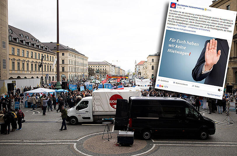 AfD-Kundgebung am letzten Samstag, auch Pegida war dabei. Als Bühne diente ein Buchbinder-Miettransporter.