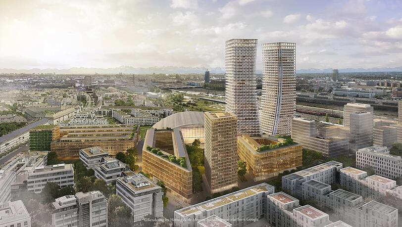 Über die beiden 155 Meter hohen Türme diskutieren die Münchner viel. Doch was ist überhaupt im Rest des Quartiers an der Paketposthalle geplant? Bei einem Info-Abend gab’s Antworten.