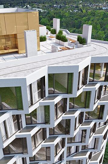 Oben wird es eine Dachterrasse geben, die von allen Bewohner genutzt werden kann.