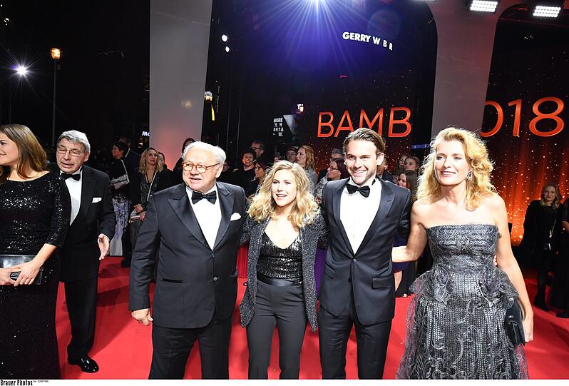 Dr. Hubert Burda, Tochter Lisa Burda, Sohn Jacob Burda und Maria Furtwängler