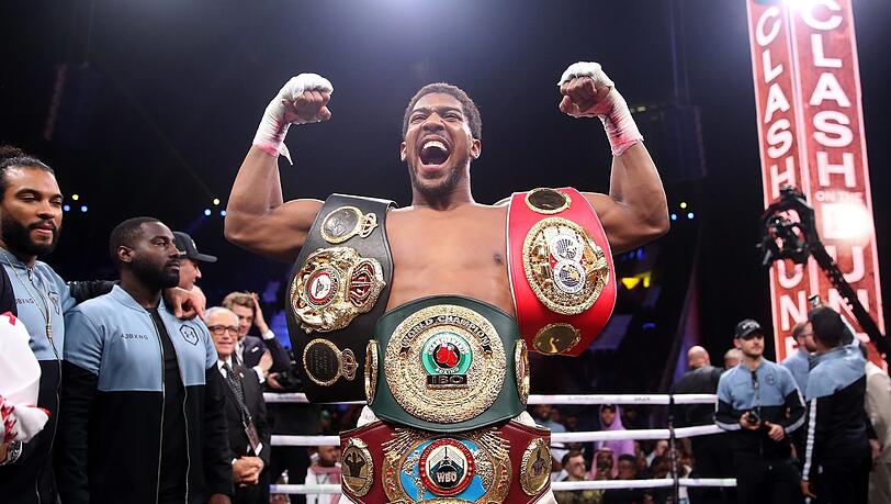 Siegerpose: Anthony Joshua nach seinem Kampg gegen Andy Ruiz. Siegerpose: Anthony Joshua nach seinem Kampg gegen Andy Ruiz.