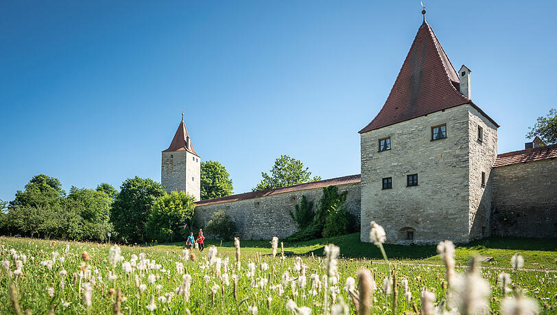 Stadtmauer am Kanal - Die Berchinger Stadtmauer wurde 1465 erbaut und ist mit seinen 13 Türmen und 4 Toren noch vollständig erhalten. Stadtmauer am Kanal - Die Berchinger Stadtmauer wurde 1465 erbaut und ist mit seinen 13 Türmen und 4 Toren noch vollständig erhalten.