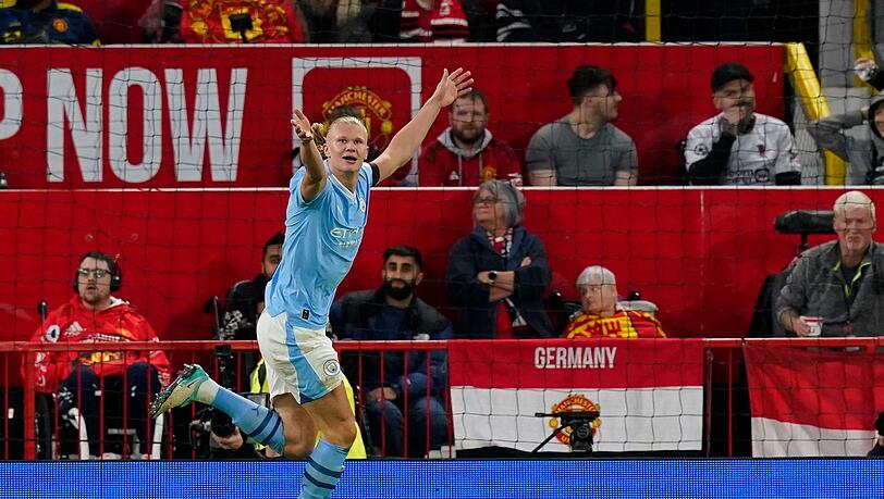 City-Stürmer Erling Haaland traf im Manchester-Derby doppelt und legte das dritte Tor auf.