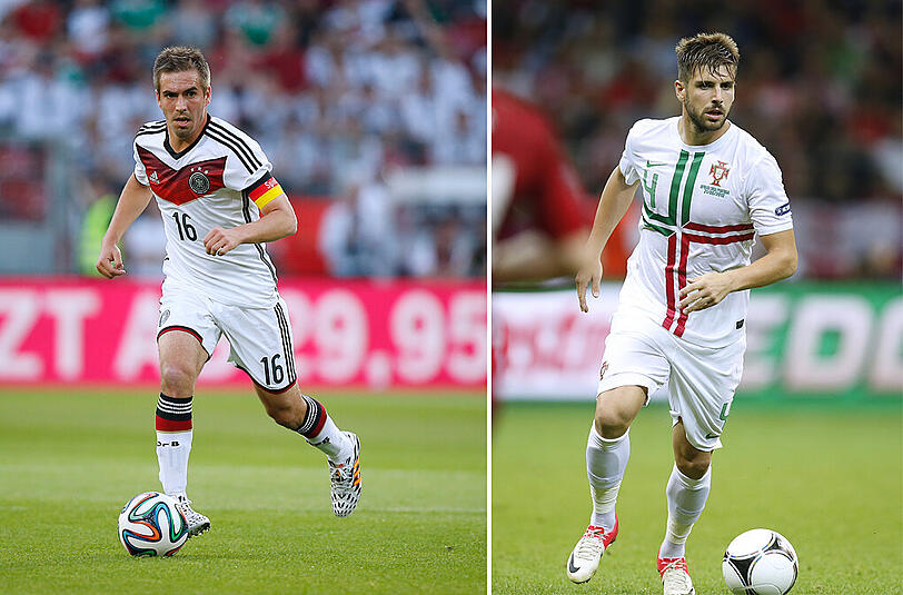 LAHM &ndash; VELOSO: &bdquo;Keine Frage, wer der bessere Fußballer ist. Der Kiew-Legionär &ndash; Trikotname Miguel &ndash; ist klar unterlegen. Dennoch denke ich, dass Lahm der DFB-Elf als Rechtsverteidiger mehr geholfen hätte. Aber ich verstehe Löw, dass er ihn ins Zentrum stellt, weil Schweini und Khedira nicht fit sind.&ldquo; Stand: 4,5:1,5