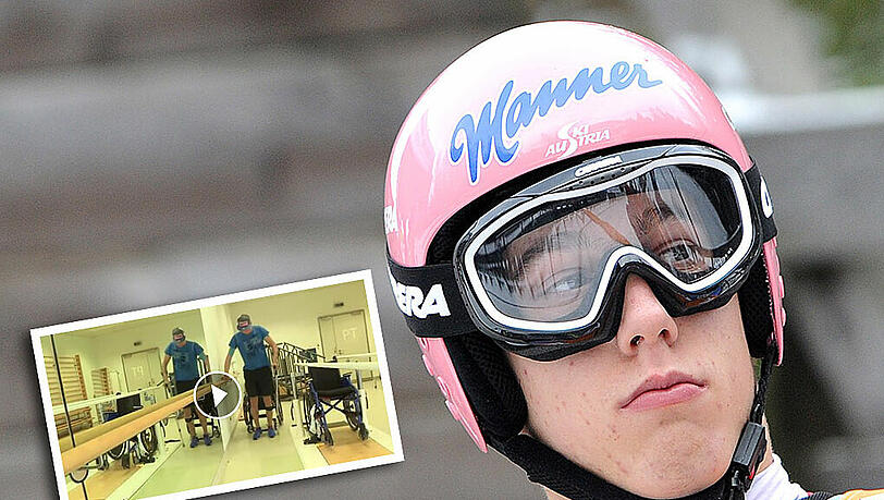 Sechs Monate nach dem Horror-Sturz macht der teilweise querschnittsgelähmte Skispringer Lukas Müller seine ersten Schritte. Sechs Monate nach dem Horror-Sturz macht der teilweise querschnittsgelähmte Skispringer Lukas Müller seine ersten Schritte.