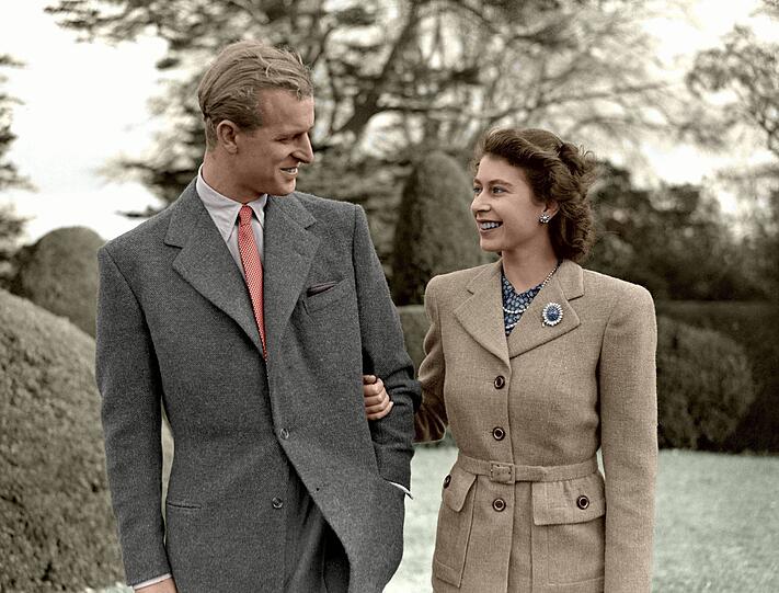Frisch verheiratet: Prinz Philip und Prinzessin Elizabeth drei Tage nach ihrer Hochzeit, 1947.