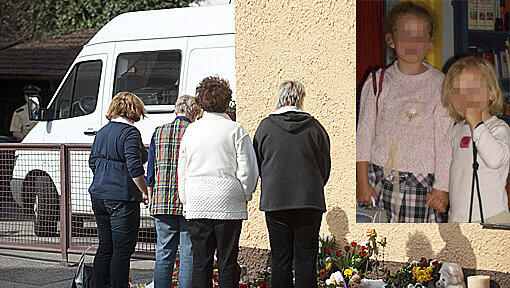 Dorfbewohner stehen fassungslos vor dem Haus, in dem die beiden Schwestern ermordet wurden. Dorfbewohner stehen fassungslos vor dem Haus, in dem die beiden Schwestern ermordet wurden.