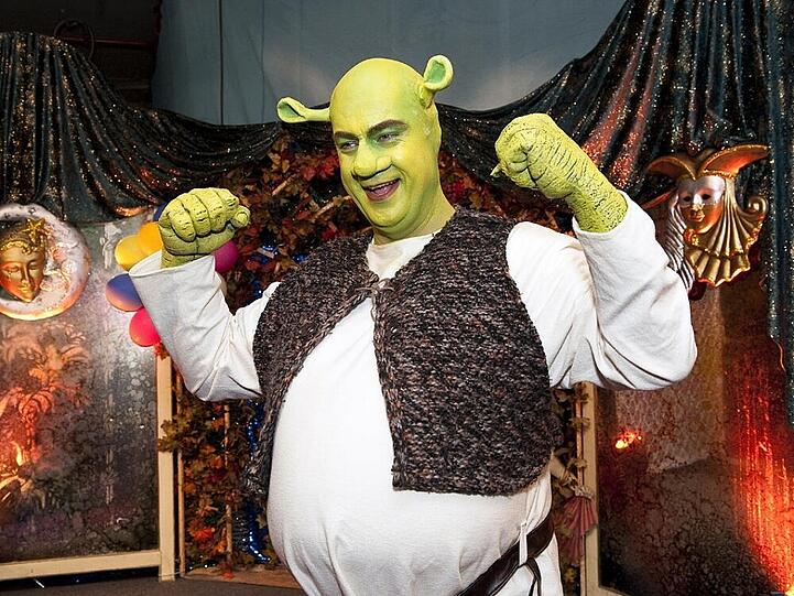 2014: Söder bei der Franken-Fastnacht als Shrek.